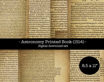 Astronomy Book Medieval Collage Pages printable sheets digital collage supplies textures background altered art mixed media