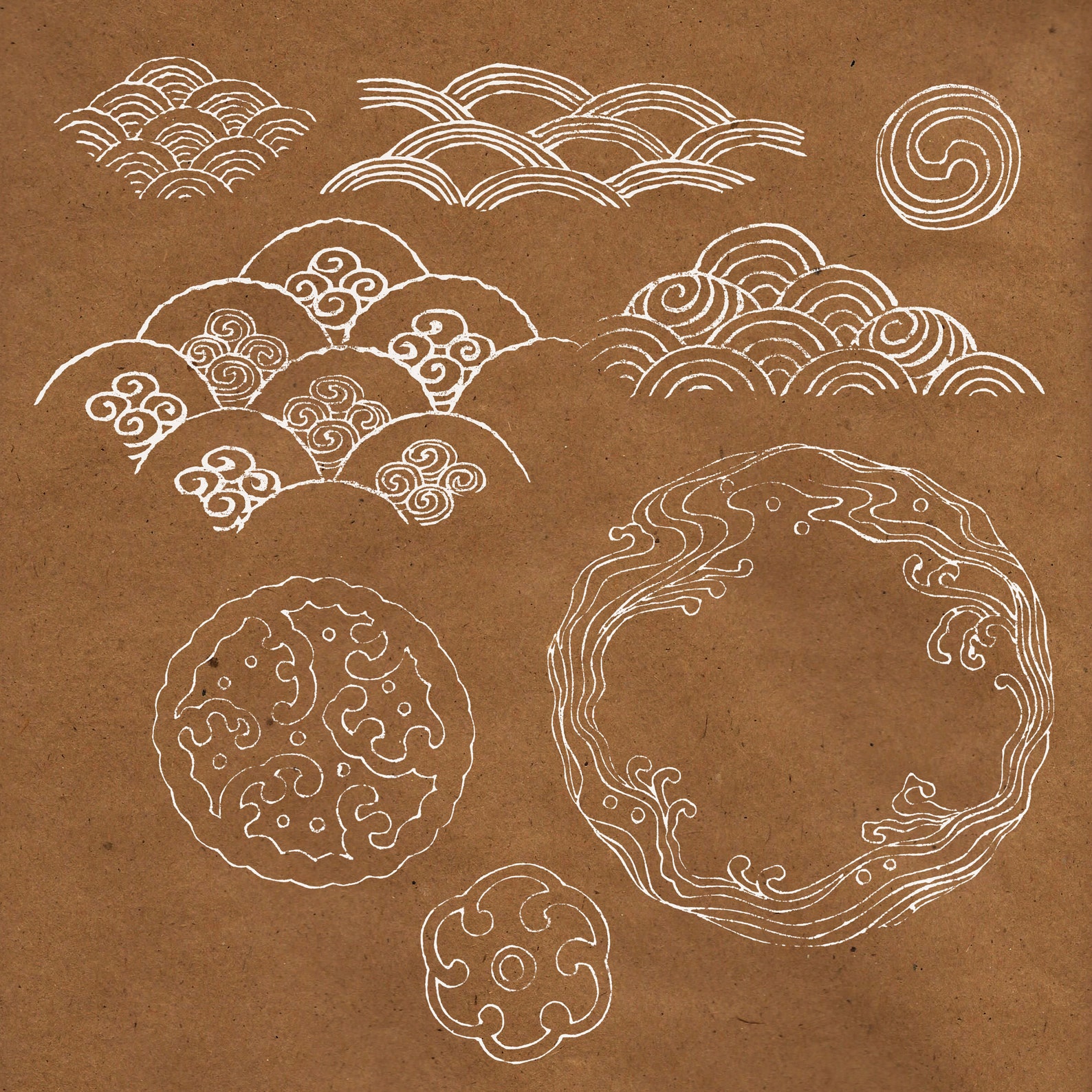 30 Traditional Japanese Motif Brushes Mixed Media Etsy