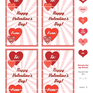 Retro Sweet Valentine Printable Set 8 3x5 Valentines - Etsy
