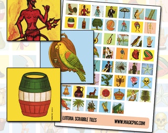 Mexican Antique Loteria Card Deck 1 inch square inchies Digital Collage Sheet 1" 1x1 25.4mm