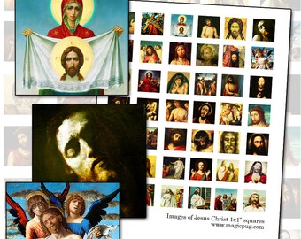 Jesus Christ inchies digital collage sheet 1inch square 25mm x 25mm 1x1