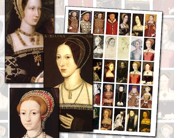 Henry VIII and Tudor Women Digital Collage Sheet for Domino 1x2" 25mm x 50mm