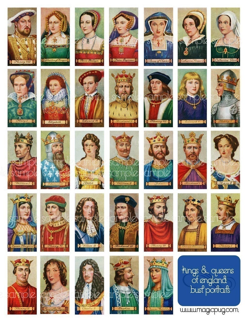 Antique Kings and Queens of England Digital Collage Sheet Etsy