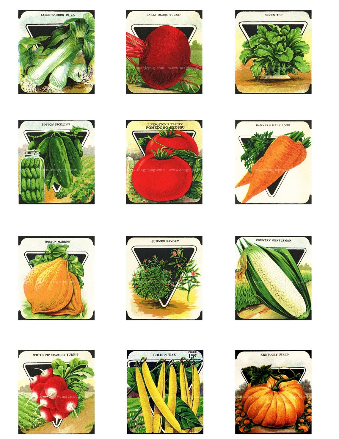 Antique Vegetable and Herbs Scrabble Sized Digital Collage Etsy