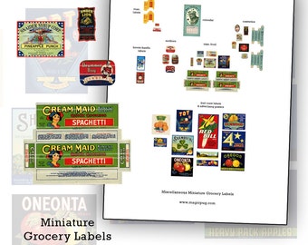 Miniature Dollhouse Antique Grocery Store Labels 1:12 Scale (Digital Download)