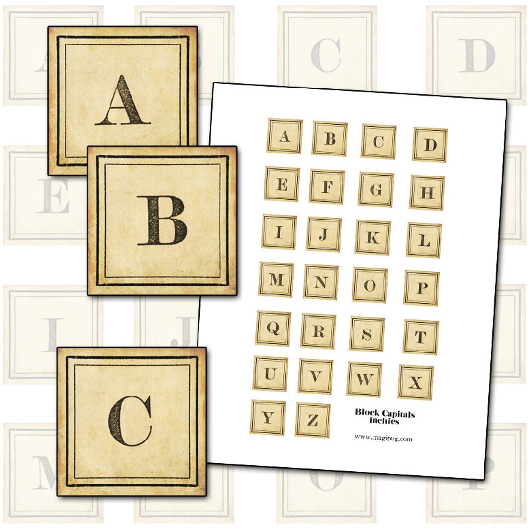 Antique Alphabet Capital Letters Collage Sheet (digital Download) - Etsy