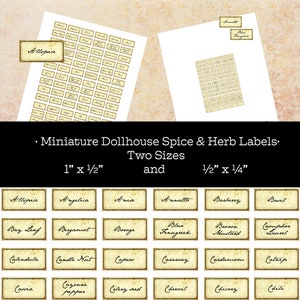 Miniature Dollhouse Spice Herb Labels: Jane Austen Font (Digital Download)