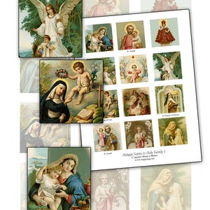 Antique Saints & Holy Family Collage Sheet: 2&quot; Square Images (Digital Download)