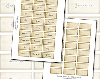 Antique Spice Label Set: DIY Kitchen Organization (Editable PDF)