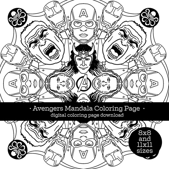 8x8 et 11x11 Avengers Mandala Coloring Book Page numérique - Etsy France