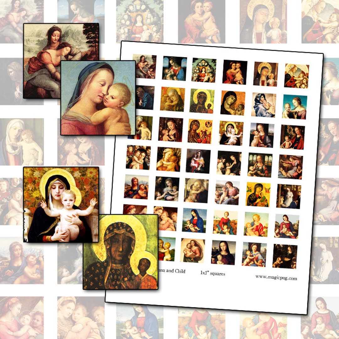 Madonna and Child 1x1 Inch Square Digital Collage Sheet of Inchies 25mm ...