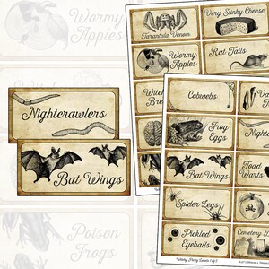Halloween Witch Party Potion Label Set 4x2 in digital collage sheet set