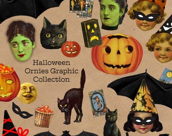 Magic Pug Halloween Ornies Digital Collage Sheet Set (PDF)