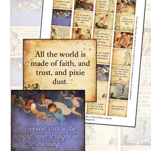 Instant Digital Download Printable Peter Pan Quotes for Planner digital collage sheet month 1.6in x 1.3in 4cm x 3cm EC Condren size