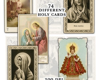 Catholic Holy Cards Digital Download Set A -- 74 images for digital collage and crafts