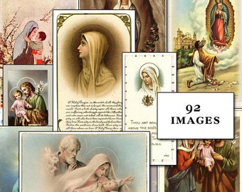 Rare Find! Antique Catholic Holy Mass and Funerary Cards Digital Download Antique Catholic Prayer Cards and Holy Images Collection set