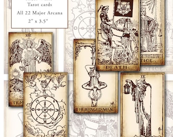 Rider-Waite Tarot Card Set: Sepia Major Arcana (Digital Collage Sheet)