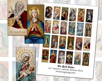 Instant Digital Download Our Lady Blessed Virgin  domino digital collage sheet  25 mm x 50 mm 24x50 1x2