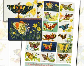 Antique Fantasy Butterfly and Moth Flapper Digital Collage Sheet II 1920s