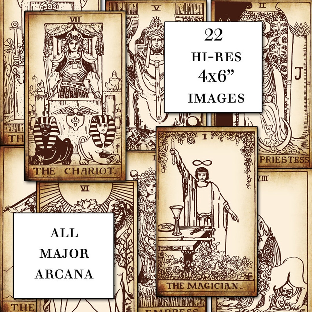 Antique Printable Tarot PDF Digital Collage Sheet Altered Art Greeting ...