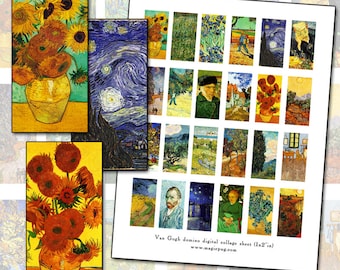 Vincent Van Gogh domino digital collage sheet 1x2" 25mm x 50mm fine art