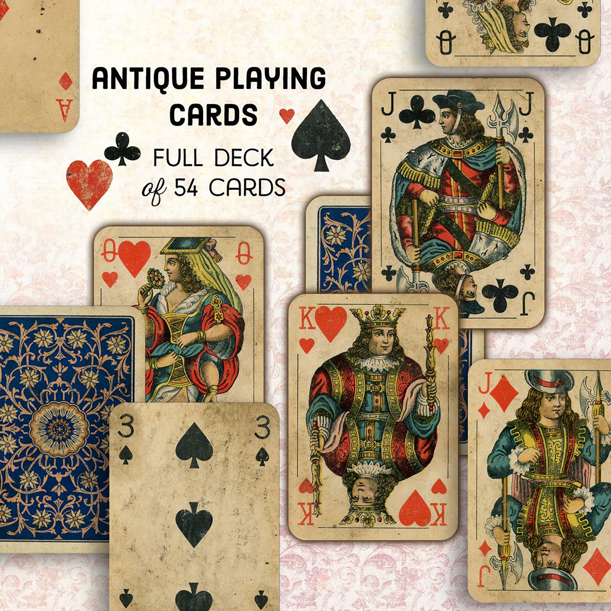 Instant Digital Download Antique Playing Cards Full Deck Etsy