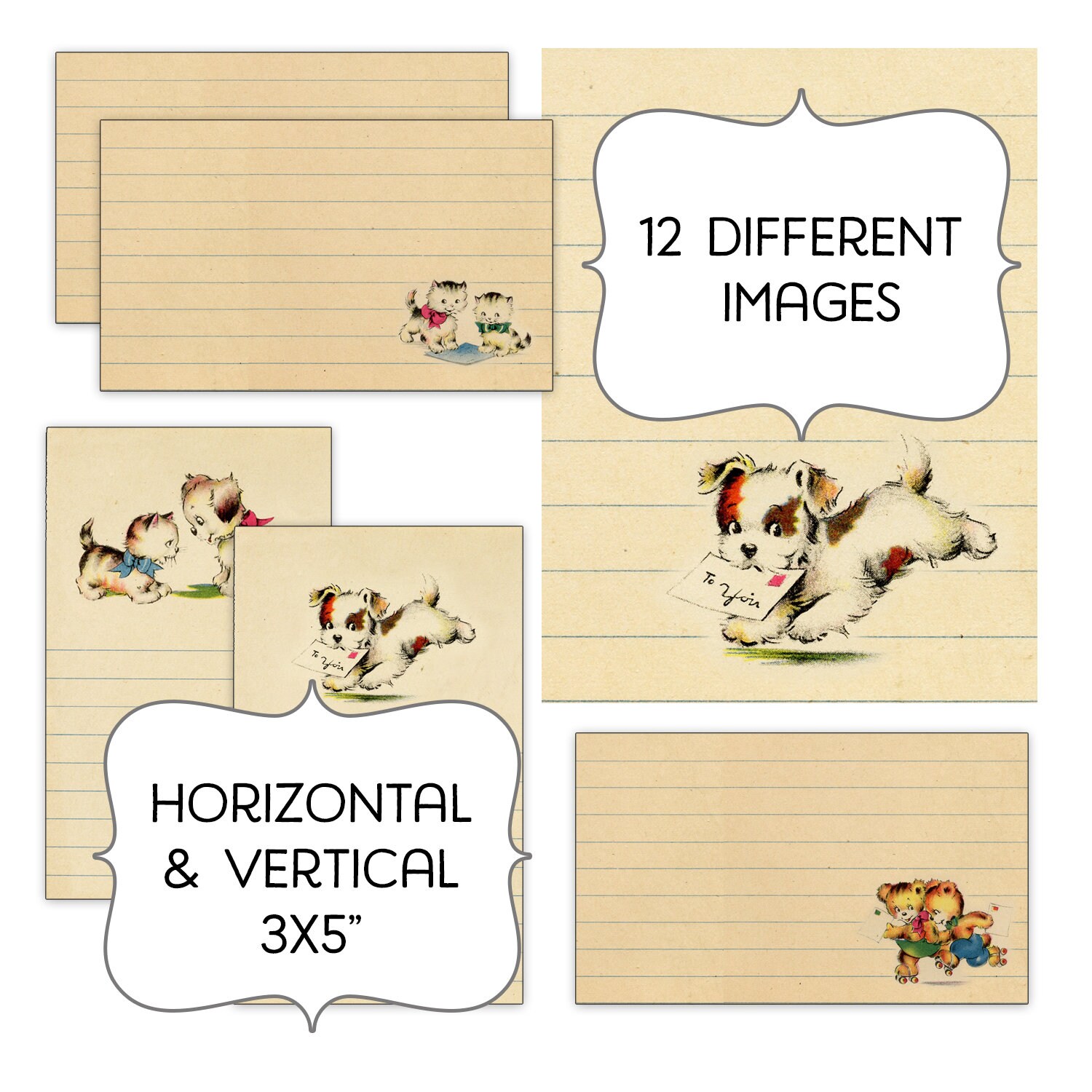 Vintage Pen Pal Animals Index Card Digital Instant Download - Etsy Israel Vintage Pen Pal Animals Index Card Digital Instant Download - Etsy Israel