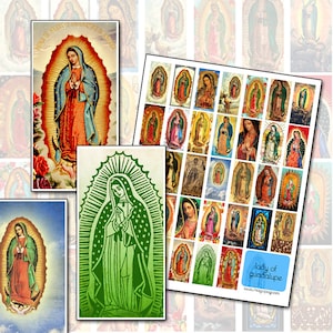 Nostra Signora di Guadalupe domino collage digitale foglio 1x2 25mm x 50mm nuvole Arte vergine sudoccidentale