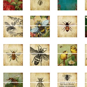 Bees Scrabble sized digital collage sheet .75 x .83 in 19mm x 21mm image 2