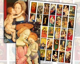 Madonna and Child Domino Digital Collage sheet for jewelry pendants decoupage 1x2 inch