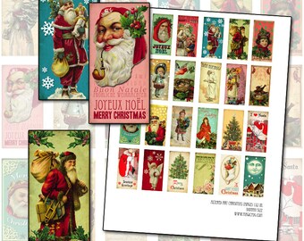 24 Altered Art Christmas Images Domino tile digital collage sheet 1x2 inch 25mm x 50mm bah humbug