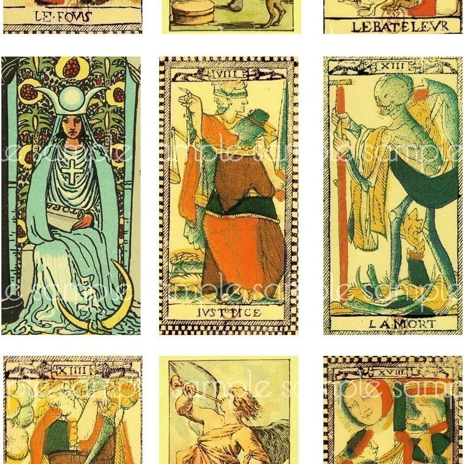 Antique Tarot Card Digital Collage Sheet for Domino Jewelry Etsy