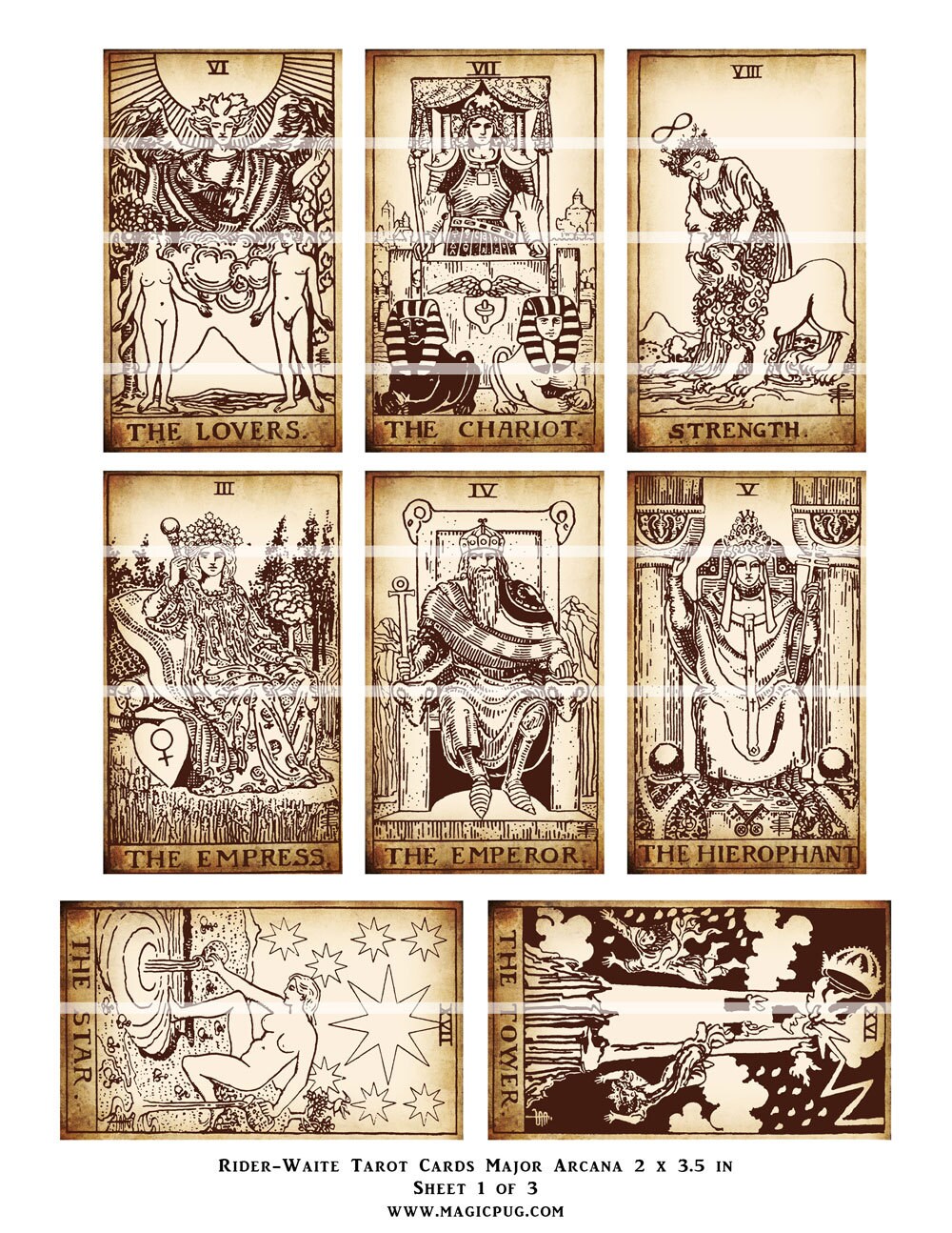 Rider-waite Printable Tarot Card Set Digital Collage Sheet | Etsy