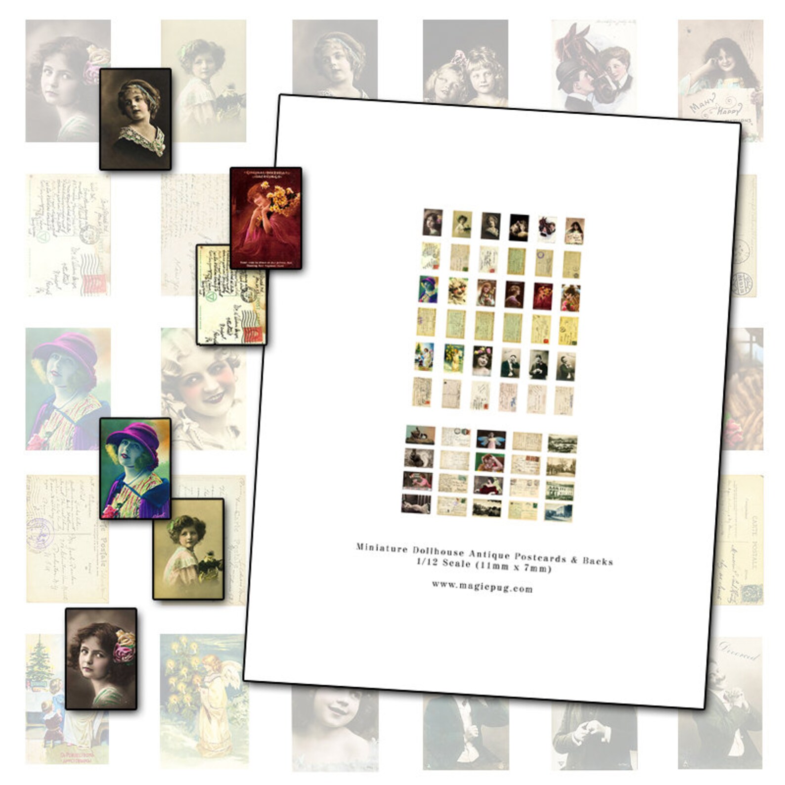 Miniature Dollhouse Postcards 1/12 Scale Digital Collage - Etsy