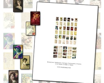 Miniature Dollhouse Postcards 1/12 scale digital collage printable sheet  11mm x 7mm 1:12 scale