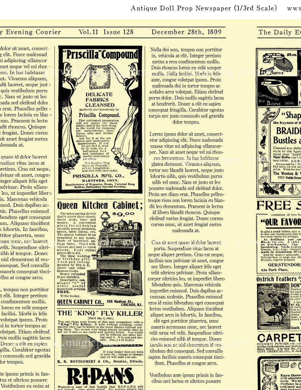 Victorian Newspaper Prop Digital Collage Printable Sheet 1:3 - Etsy