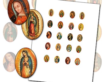 Our Lady of Guadalupe 13x18mm oval digital collage sheet 13x18 mm INSTANT DOWNLOAD