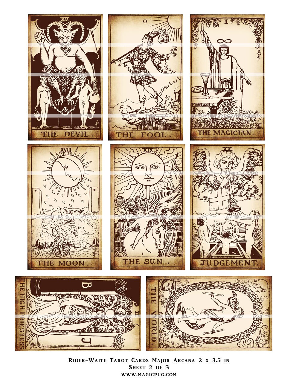 Rider-waite Printable Tarot Card Set Digital Collage Sheet | Etsy