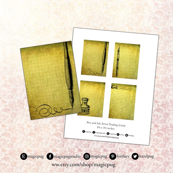 Instant Download Digital Pen and Ink Artist Trading Card Set Etsy