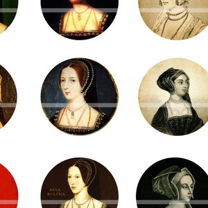 Anne Boleyn Wife of Henry VIII 1 circle digital collage sheet Tudor Queen 25.4mm 25mm image 2