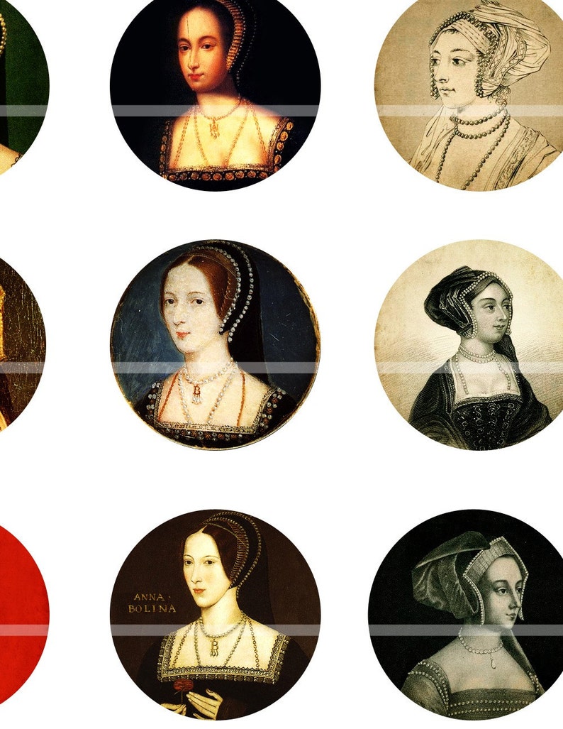 Anne Boleyn Wife of Henry VIII 1 circle digital collage sheet Tudor Queen 25.4mm 25mm image 2