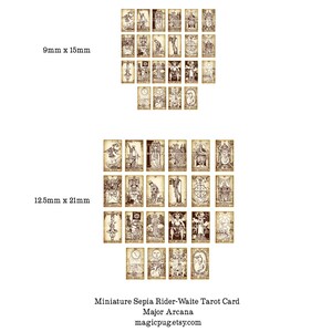 Tiny Miniature Dollhouse Tarot Card hoja de collage digital para casa de muñecas escala 1:12