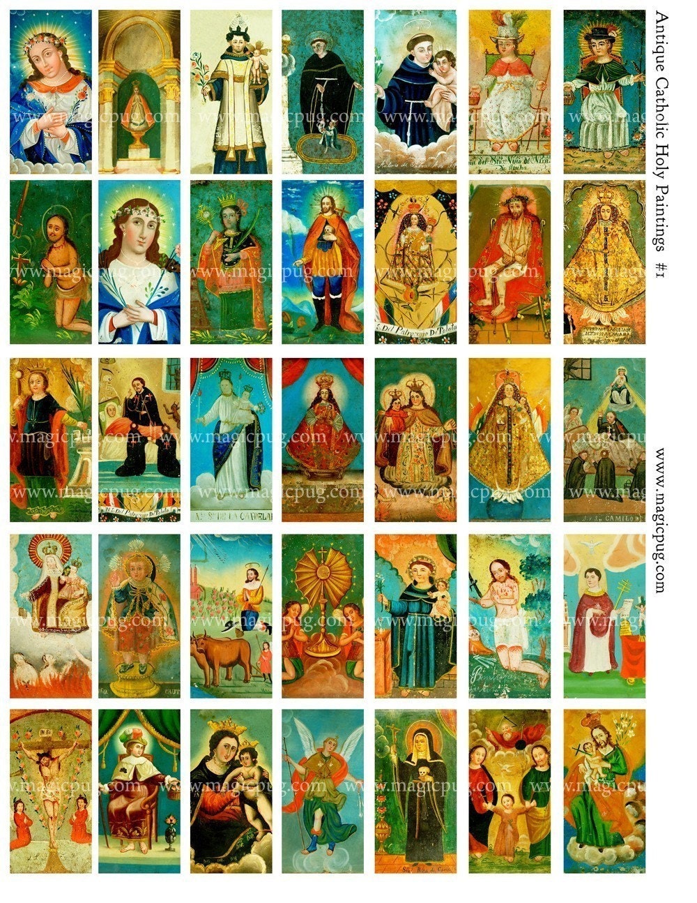 Antique Catholic Paintings I Domino Digital Collage Sheet - Etsy