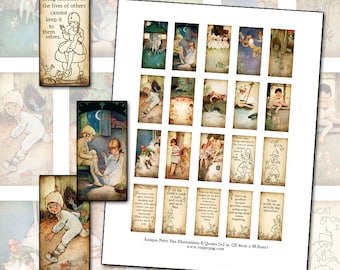 Antique Peter Pan quotes domino digital collage sheet 1x2 in 25mm x 50mm