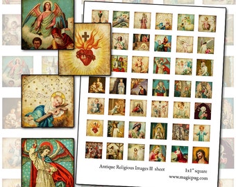 Religious Art inchies sheet  II  1x1 square digital collage sheet for jewelry pendants necklaces etc very christmas time angel