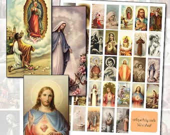 Antique Catholic Holy Cards I  Digital Collage sheet 1x2 domino size instant download printable