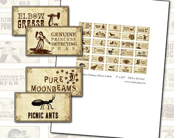 Etichette per pozioni in miniatura: Dollhouse Witch Apothecary (download digitale)
