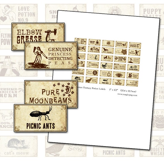 Miniature Dollhouse Fantasy Potion Labels I for Tiny Witch - Etsy