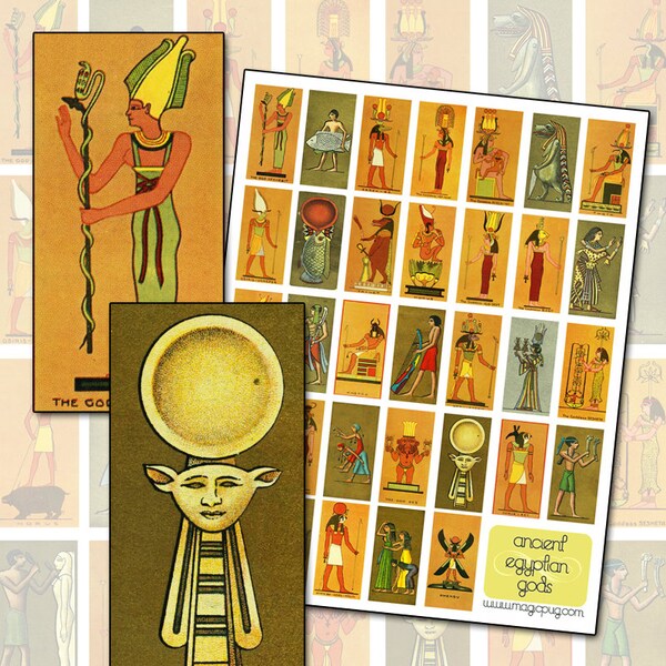 Ancient Egypt Gods & Goddesses Domino Images: Egyptian Ephemera (Digital Download)