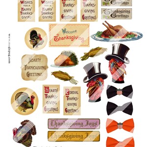 Thanksgiving Chenille Ornaments digital collage sheet set two sheets and a PDF tutorial image 3
